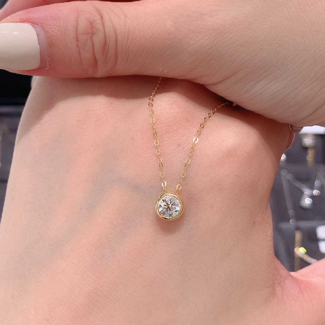 实验室培育钻石18K金镶嵌项链泡泡项链