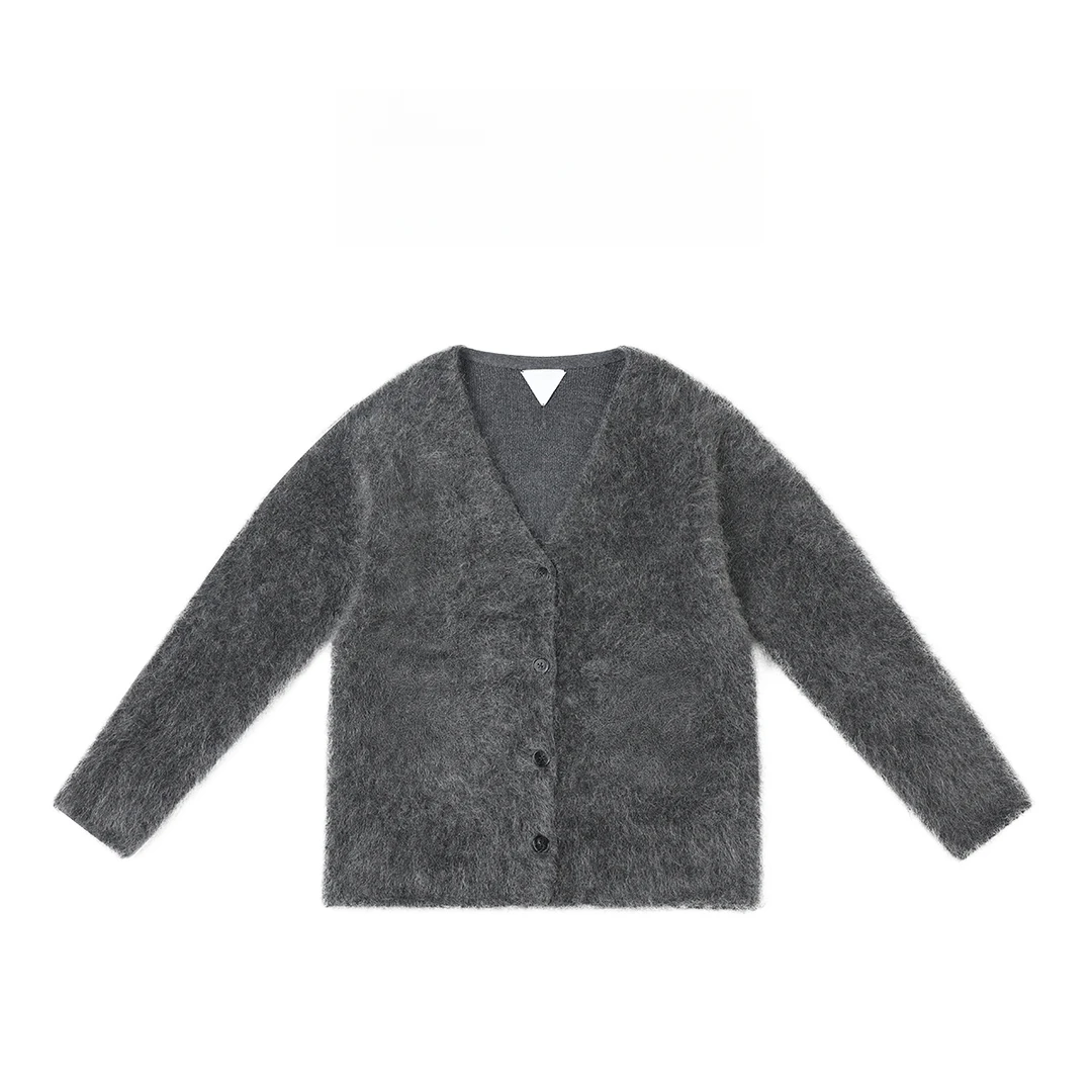 热力感毛针织衫V领开衫女外搭扣外套 574