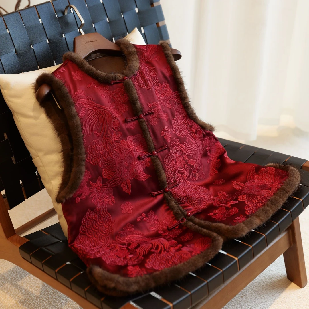 『晚霞』新中式醋酸国风宽松气质马甲DGWQ3752