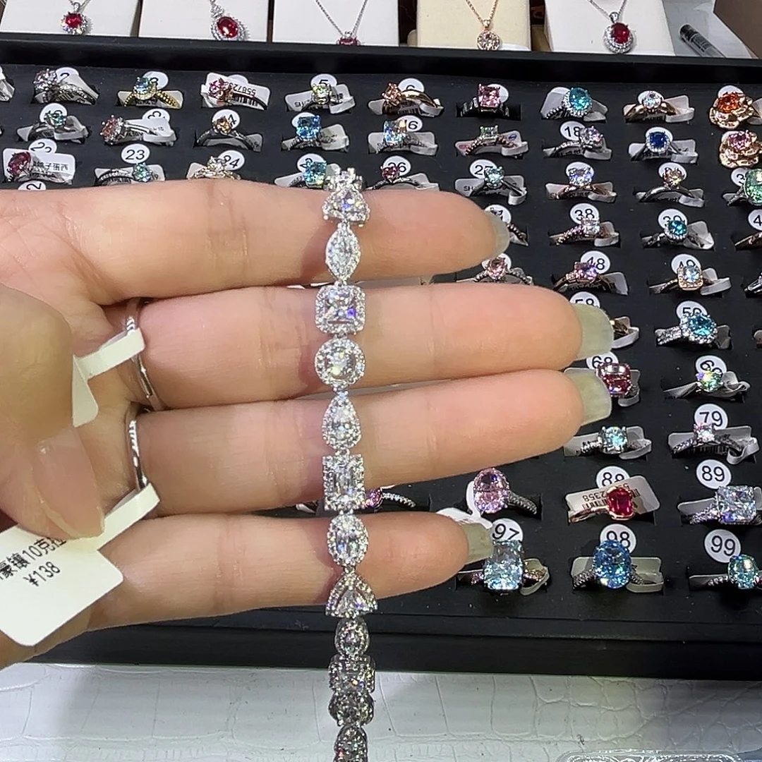 莫桑石非金属几何风白钻手链