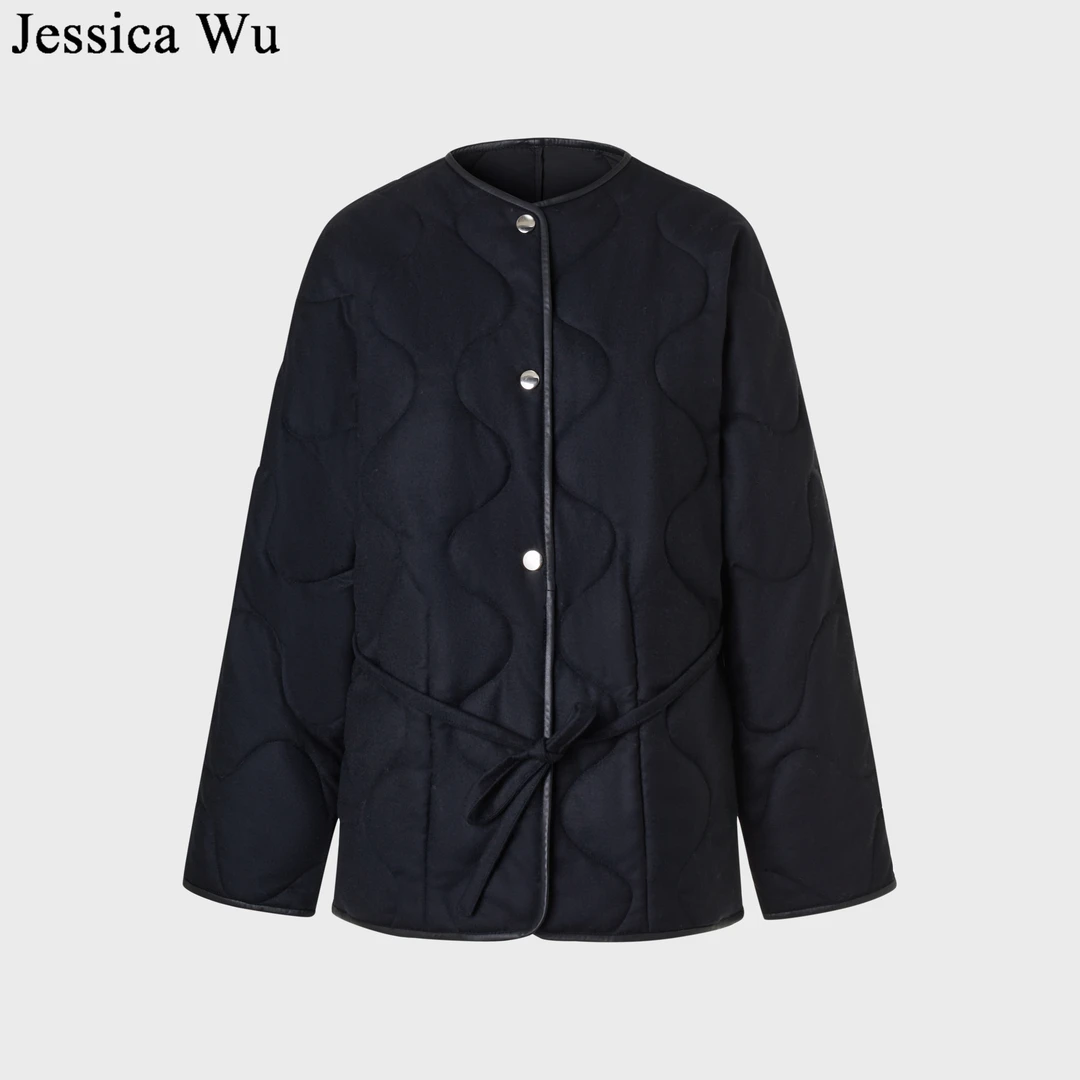 旦旦秋冬H系列高级黑拼皮边双面压花短外套ZJ07047