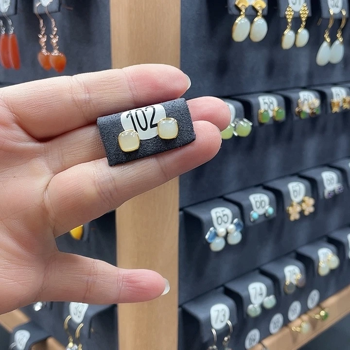 和田玉银S925镶嵌耳饰02