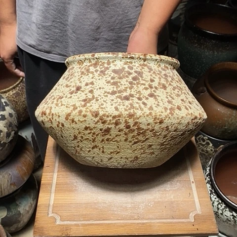 紫砂花盆口18高度18有孔