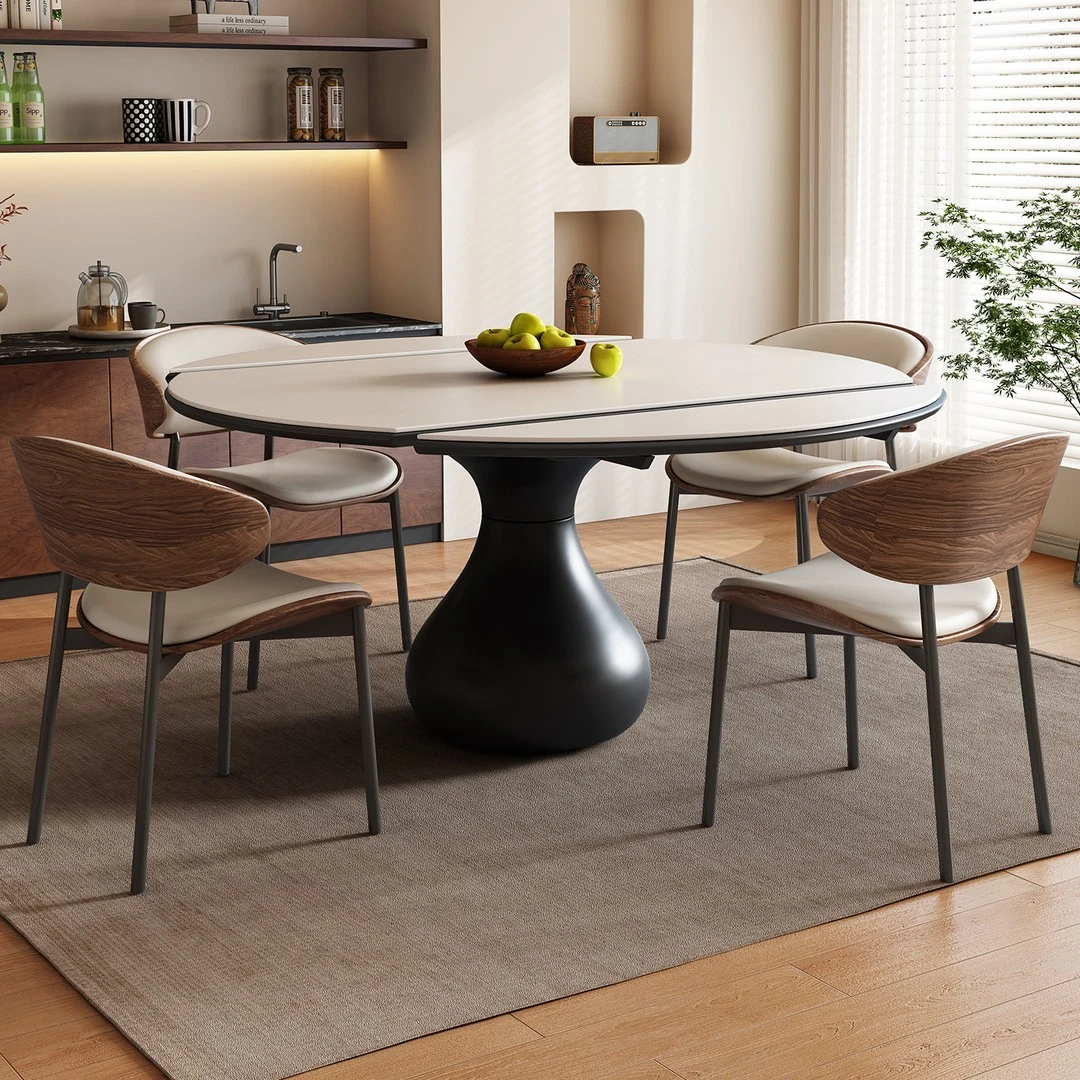 【可旋转】餐桌椅组合家用小户型方圆两用伸缩吃饭桌意式极简