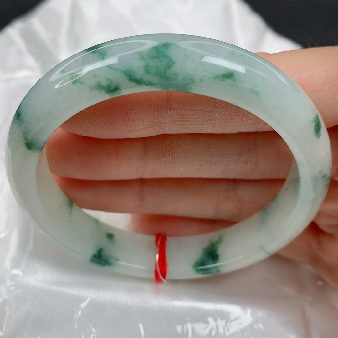 未镶嵌手镯翡翠55.7正圈，飘绿花，03