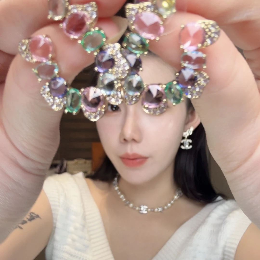 大理石纯铜花圈耳环