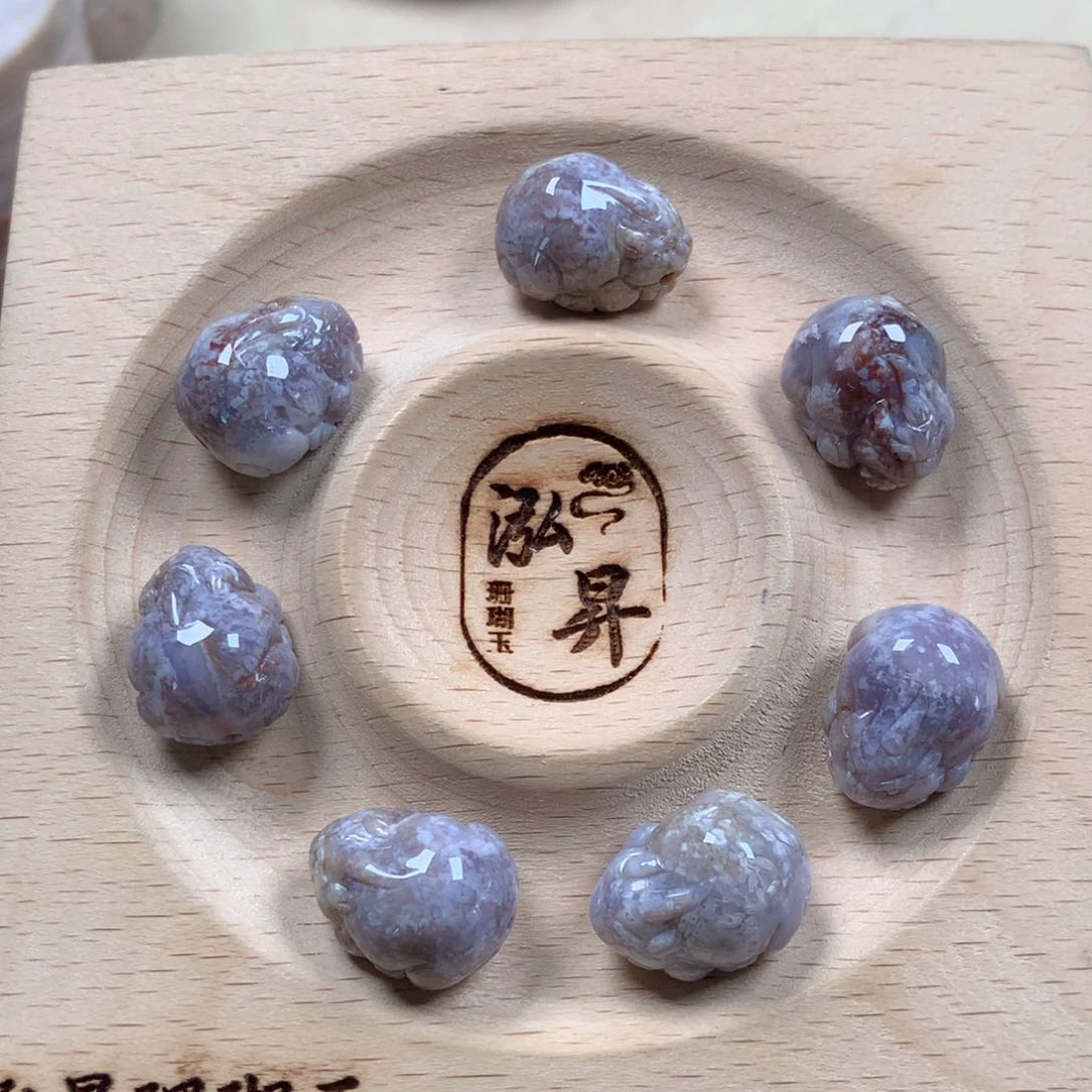 未镶嵌紫共生小貔貅漏210/组。09硅化珊瑚（珊瑚玉）