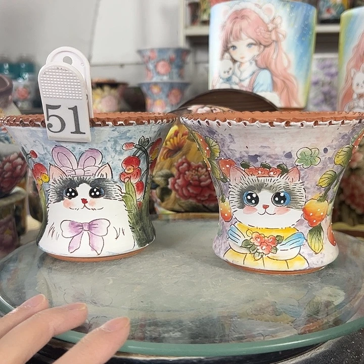 满38包邮景德镇手绘花盆