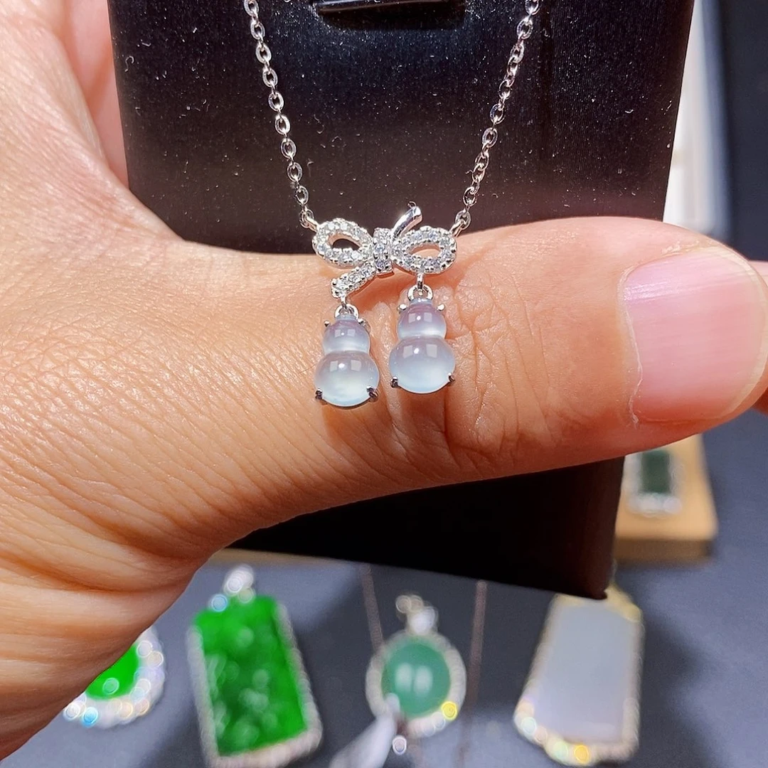 颈饰银S925镶嵌翡翠w w