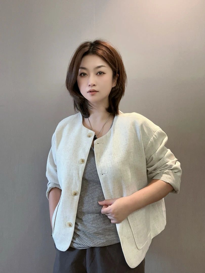 【美含推荐】春季新款白桃气泡休闲外套上衣