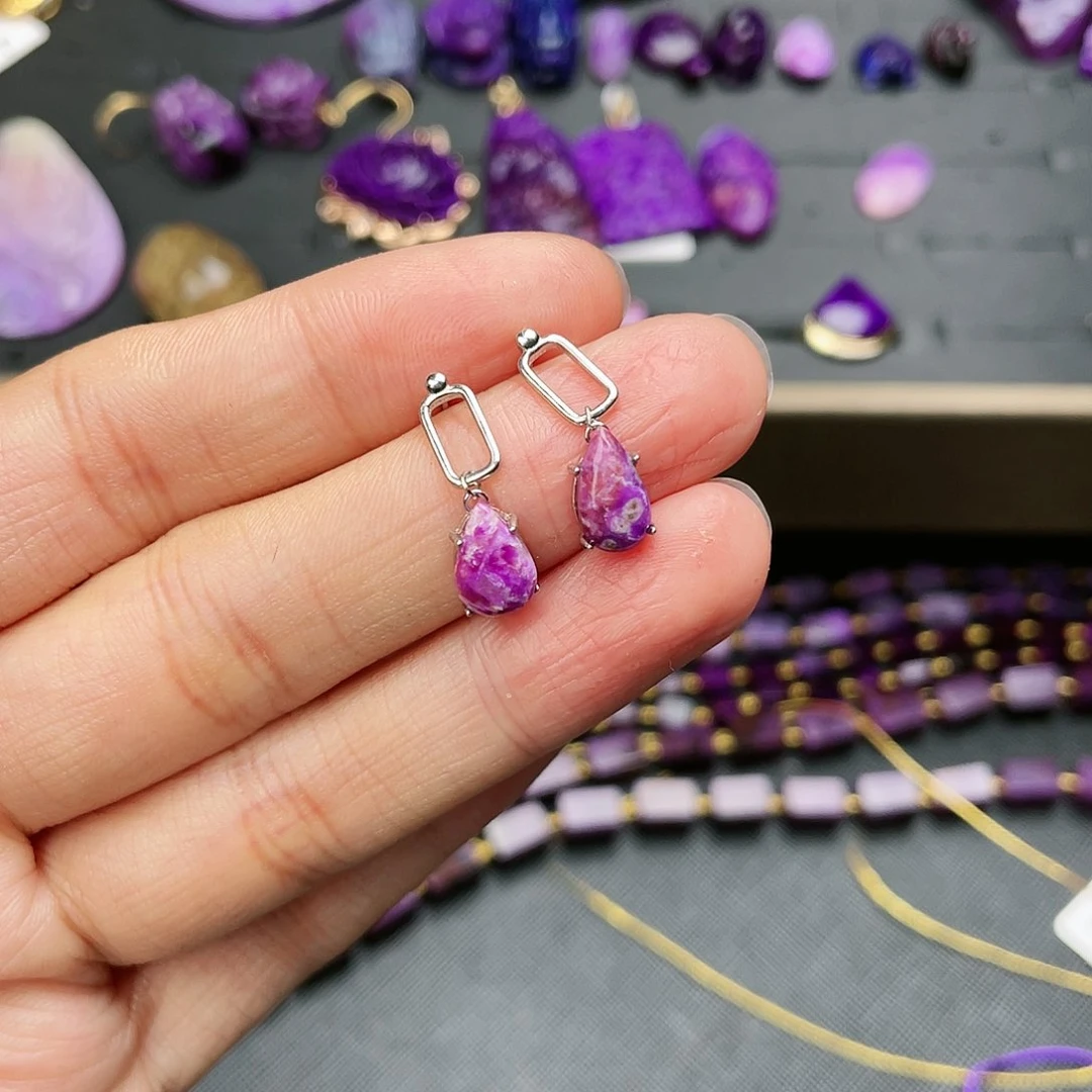 苏纪石（舒俱来）耳钉银S925镶嵌