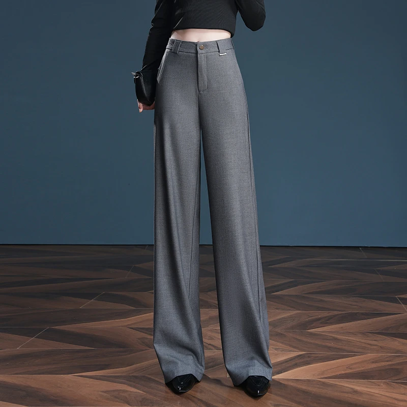 时尚阔腿西装裤女2025年春季新款韩版高腰显瘦宽松休闲遮跨直筒裤