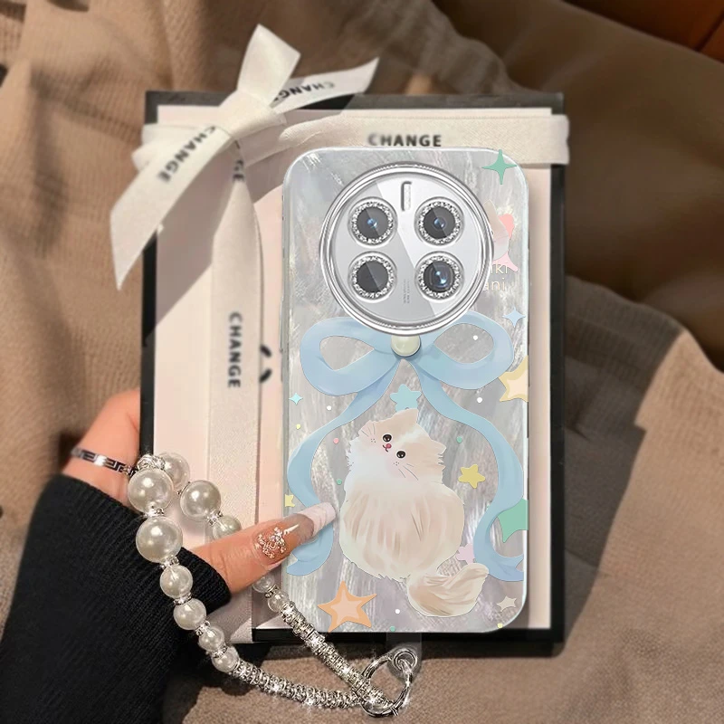 带镜头膜华为Mate50手机壳Mate50Pro羽纱蝴蝶结猫咪Mate50E女款仙