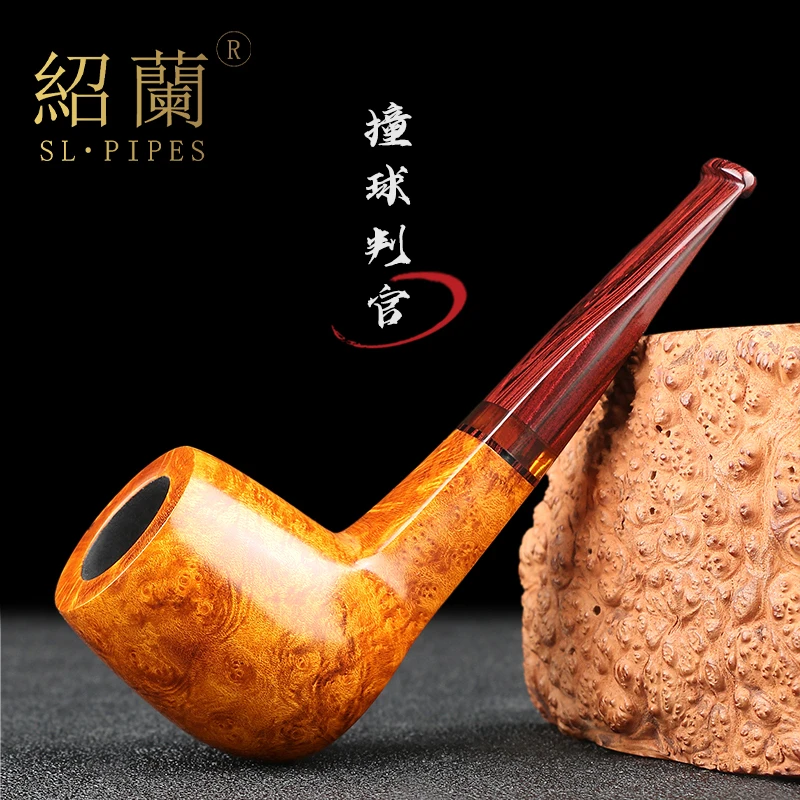 绍兰经典系列撞球判官烟斗西班牙进口石楠木根料3mm烟道硫化嘴