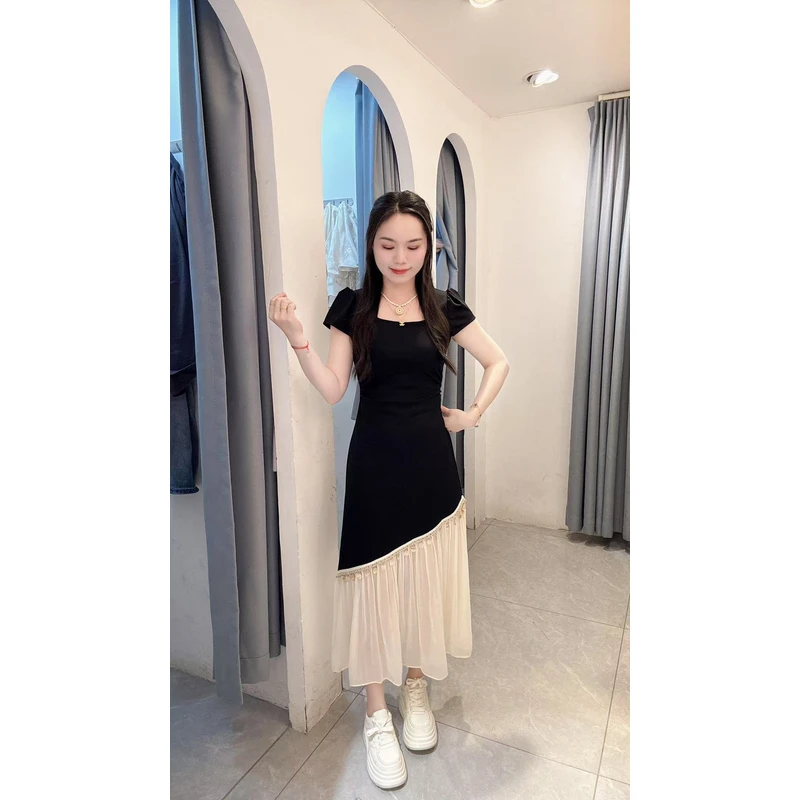 丹妮丝法式长裙常规拼接夏季连衣裙复古公主显瘦减龄洋气连衣裙