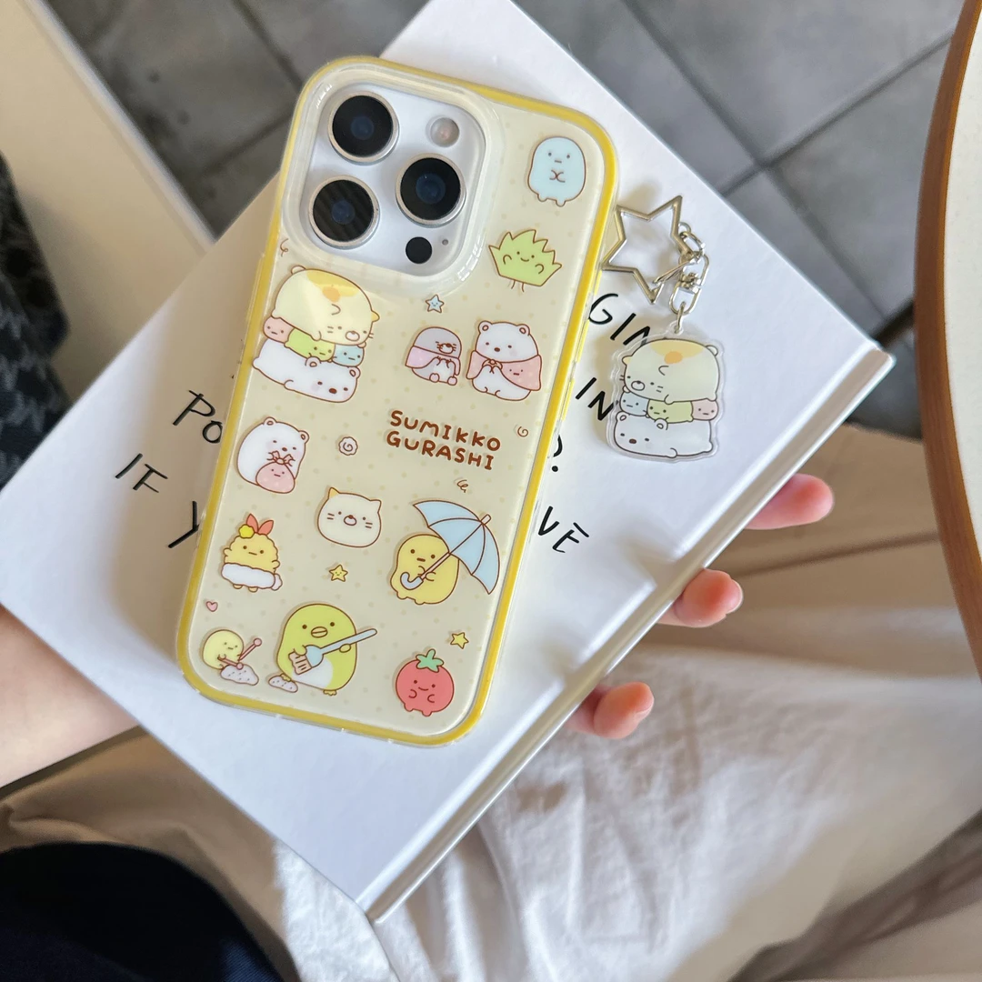 奶黄底波点角落生物适用苹果16promax双层iphone15挂件14手机硬壳