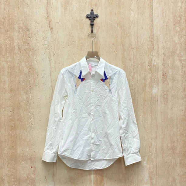 99新 YSL/圣罗兰 Stell McCartney白色刺绣小鸟衬衫/39码/32600