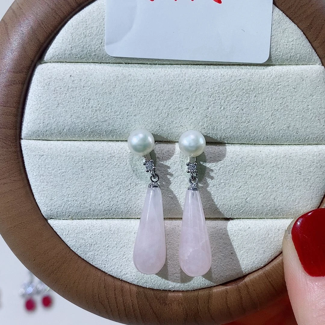 淡水珍珠耳饰银S925镶嵌