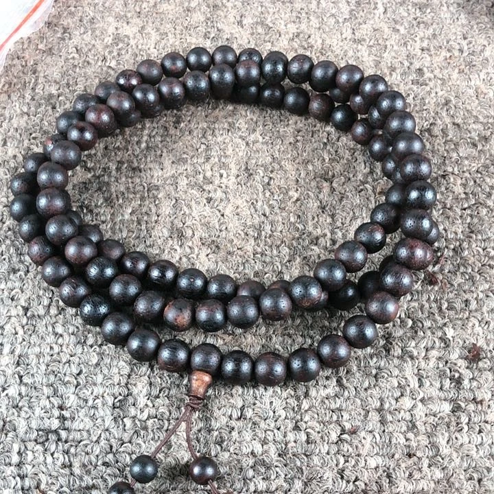 降真香手串/手链08/108黄油棋楠糖结麻丝全品沙皮料