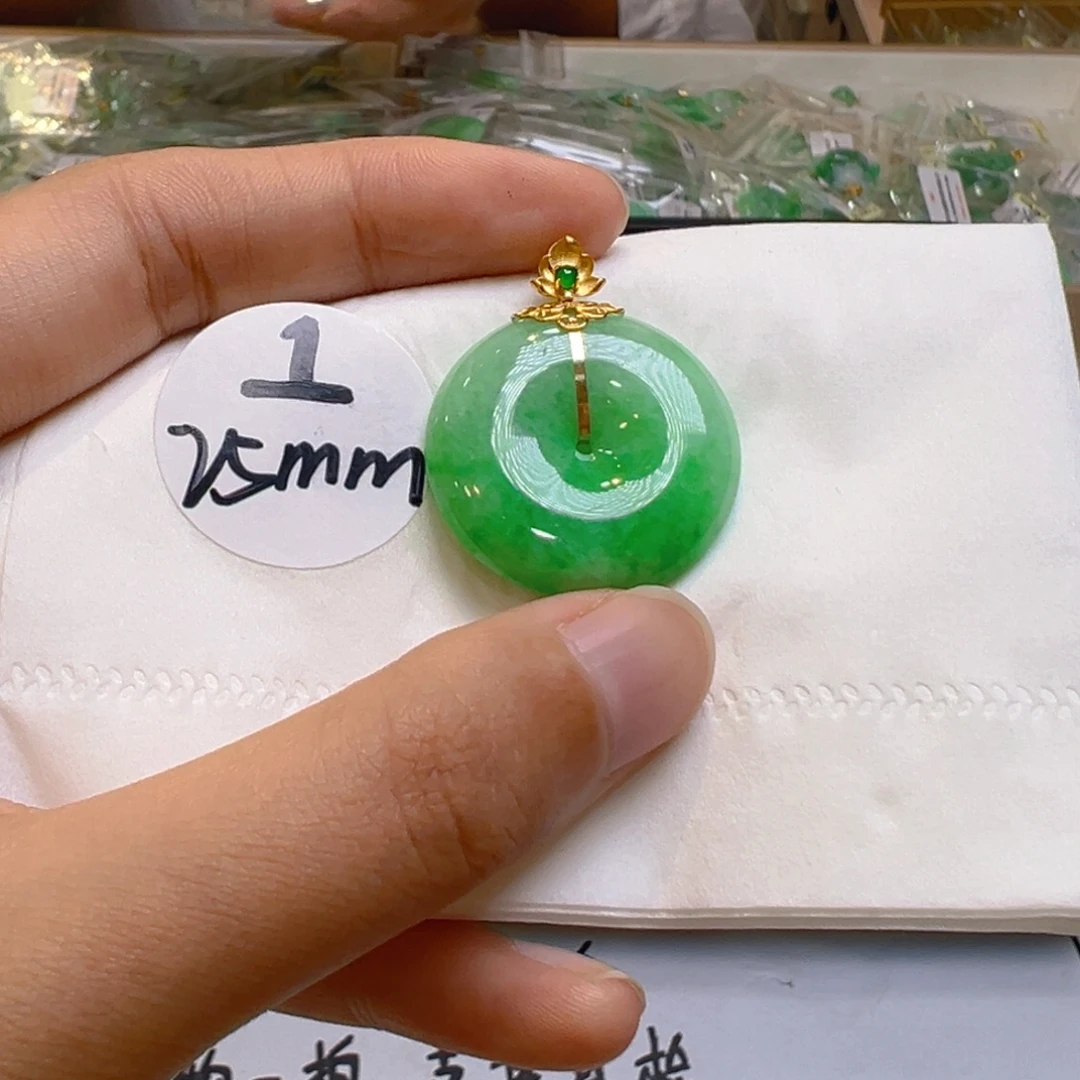 翡翠18K金镶嵌吊坠(不含链)