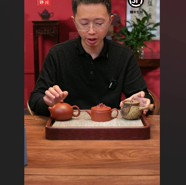 【闪购商品】三把全给西施观山汉瓦柴烧宝瓶侧把紫砂壶C0044