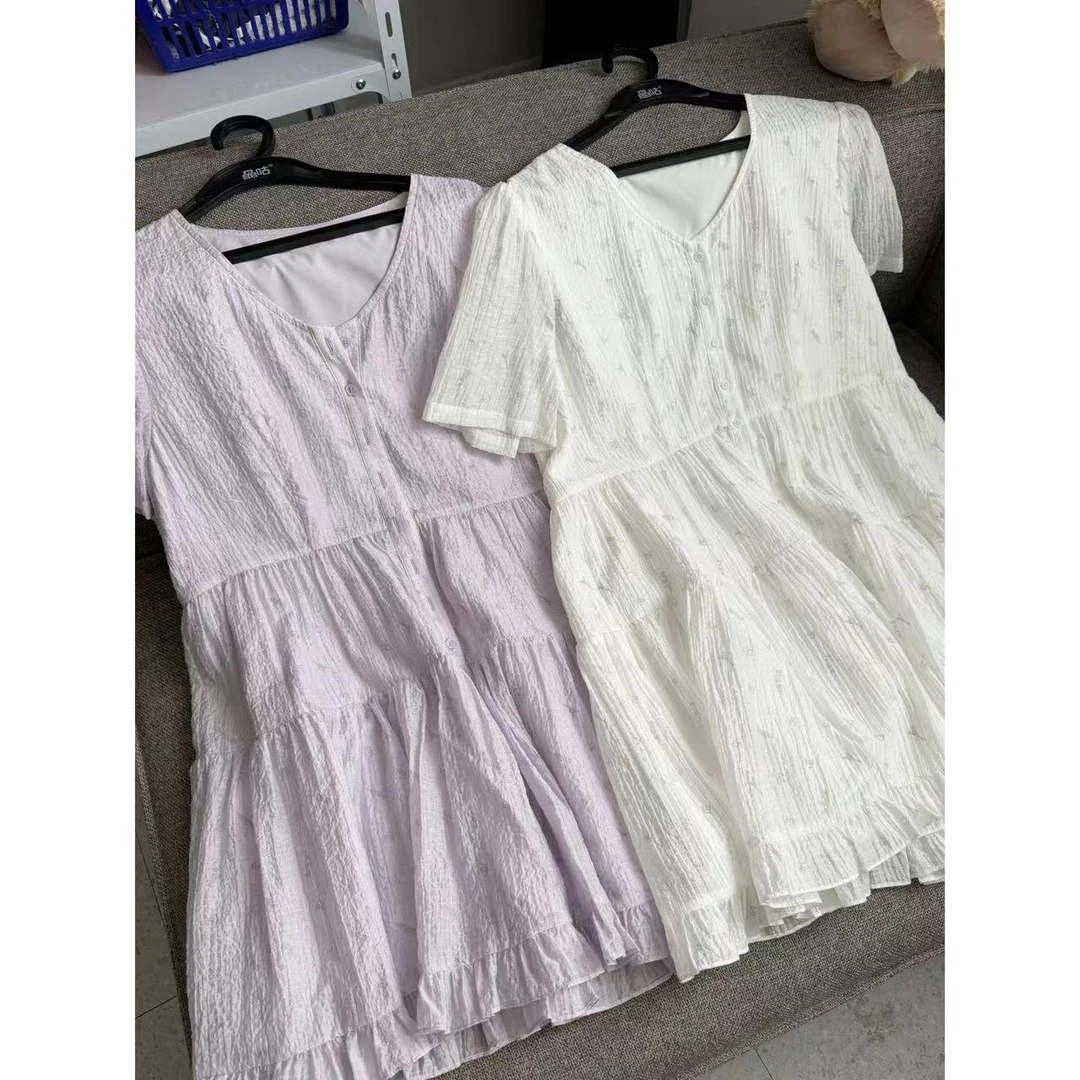 【冷萃茉莉】V领碎花荷叶边连衣裙显瘦气质时尚夏季法式