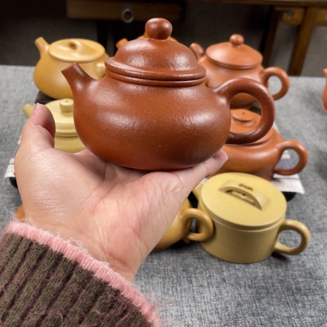 茶壶紫砂红降坡容天全手纯红20目180手工泥