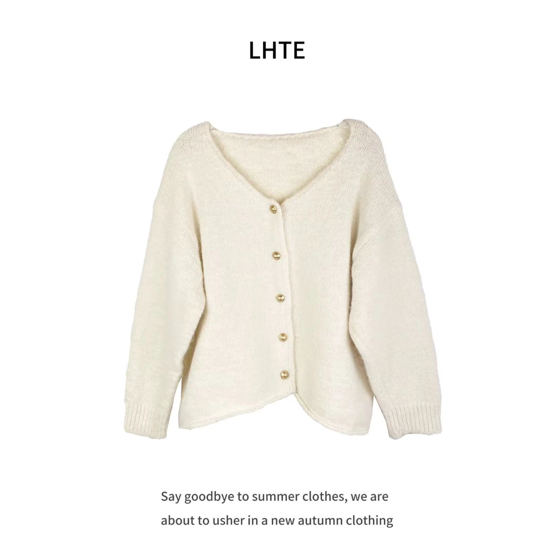 【青青定制】C9219时尚休闲百搭米白色长袖毛衣