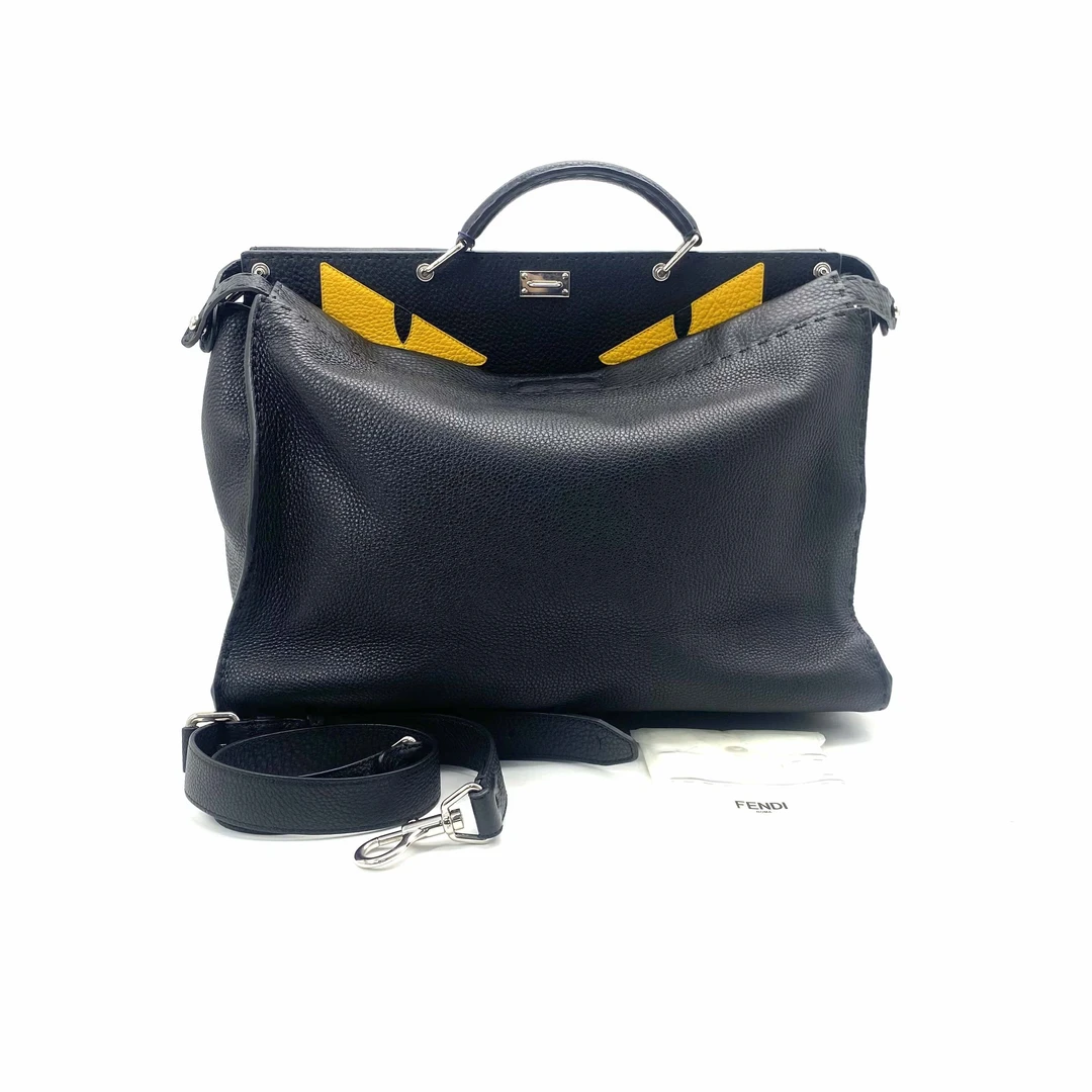 95新 FENDI/芬迪 98新 黑色小怪兽全皮手提公文包 尺寸40/30时尚