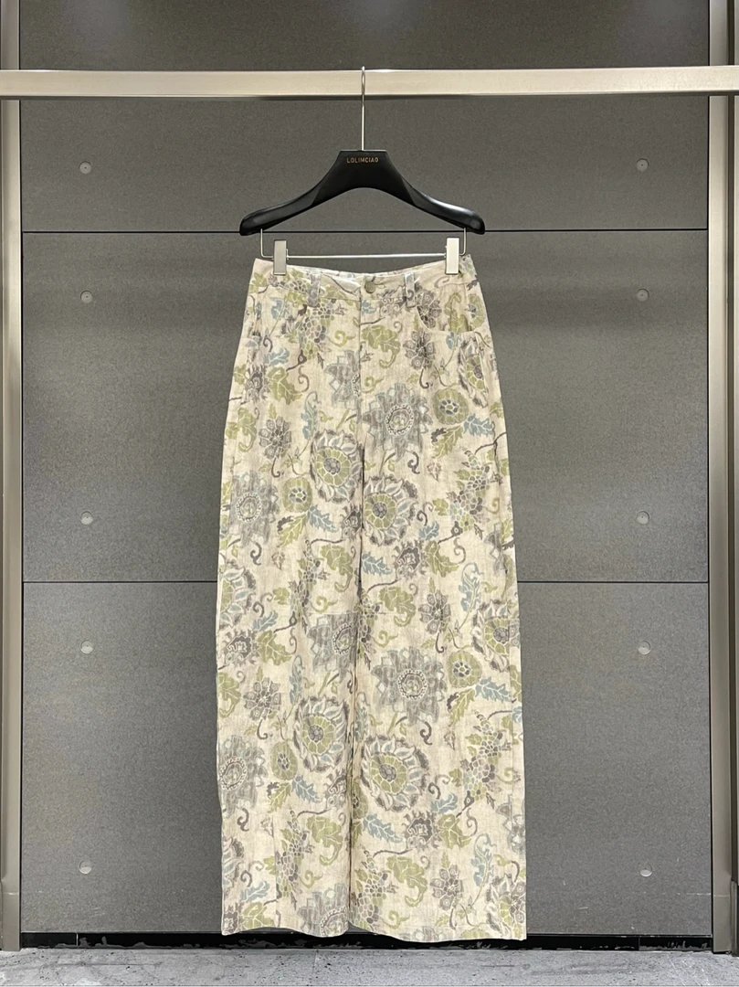 【南油徐哥】夏款麻裤设计师款花色直筒休闲裤AD0690