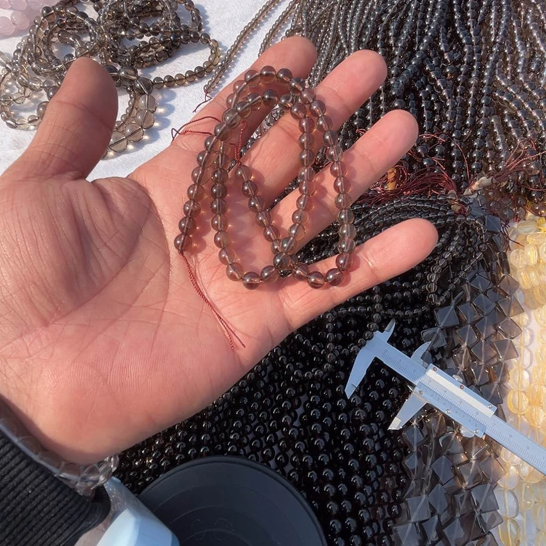 烟晶戒指银S925镶嵌垚***油差水晶手链