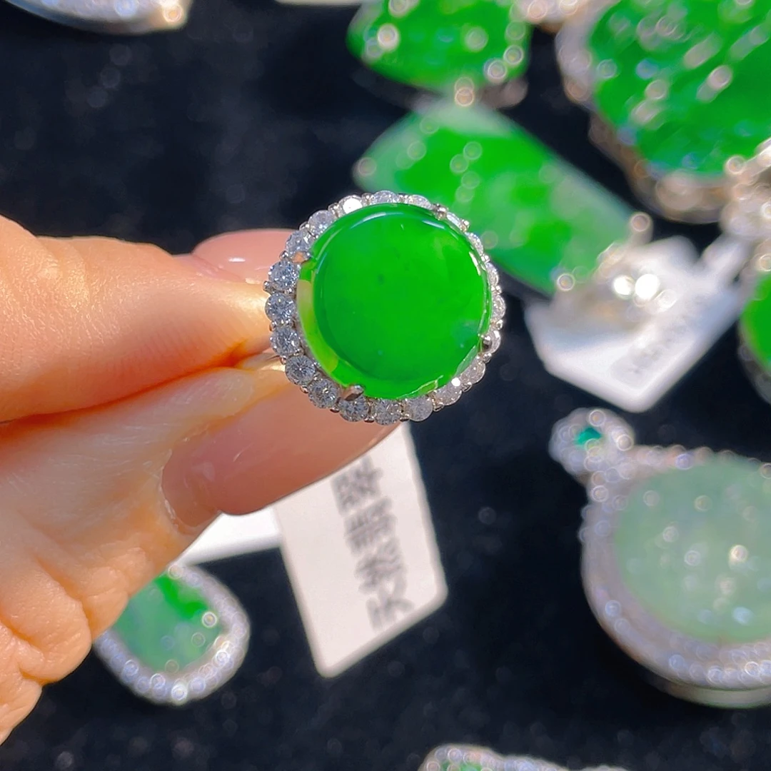 翡翠银S925镶嵌戒指翡翠