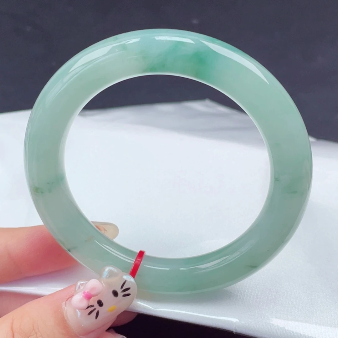 翡翠未镶嵌手镯56圆条