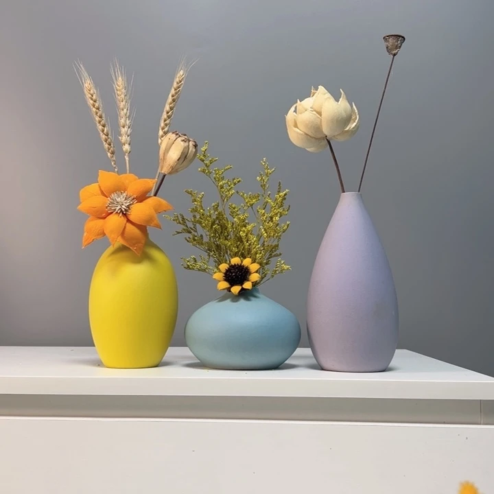 摆件景德镇手作陶瓷花瓶摆件无孔