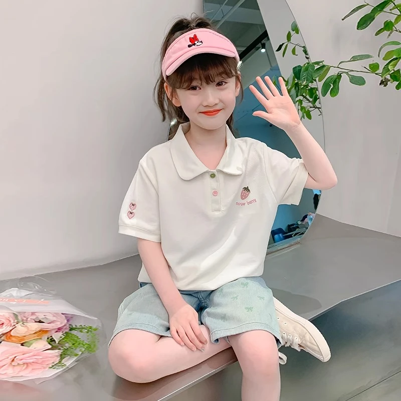 女童夏装2025新款洋气套装T恤短袖时髦夏季儿童装牛仔短裤两件套