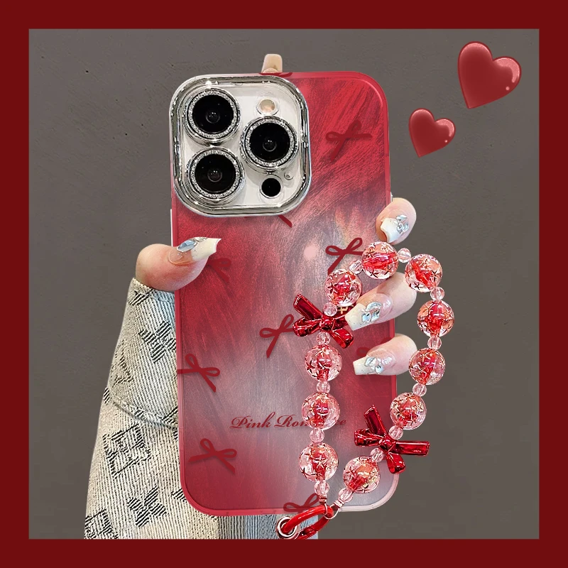 网红蝴蝶结手机壳适用于苹果16羽纱壳oppo华为vivo简约创意流行新