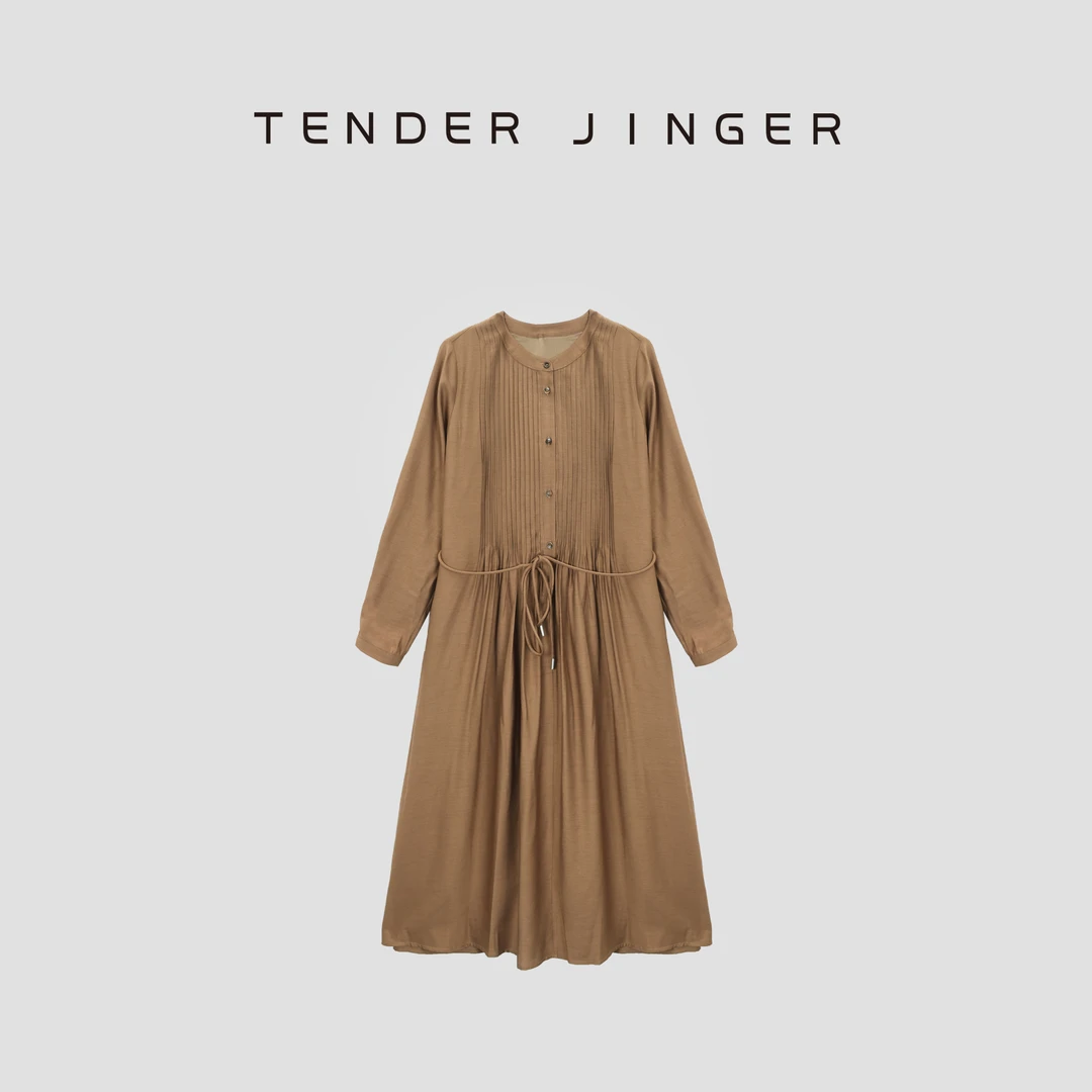 Tender Jinger【黑标】法式压褶长袖连衣裙T53TG41097
