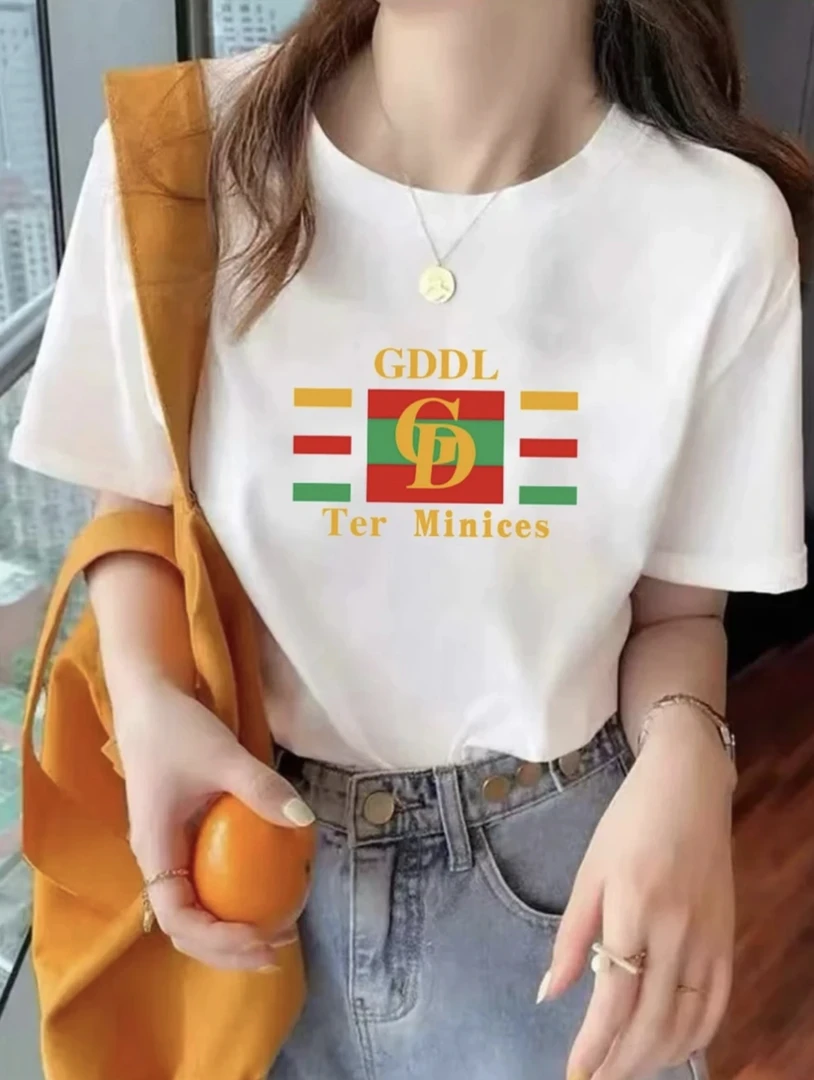 2025款精梳棉潮流时尚百搭薄款短袖男女同款印花T恤-英文GD