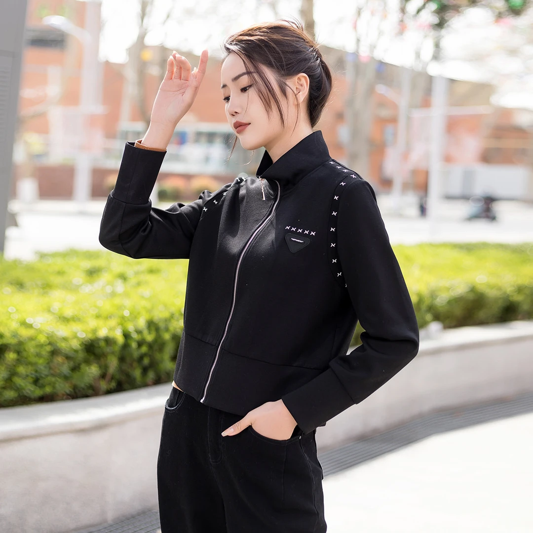 【小余专属】休闲风常规款翻领长袖拉链宽松时尚女士GC356183