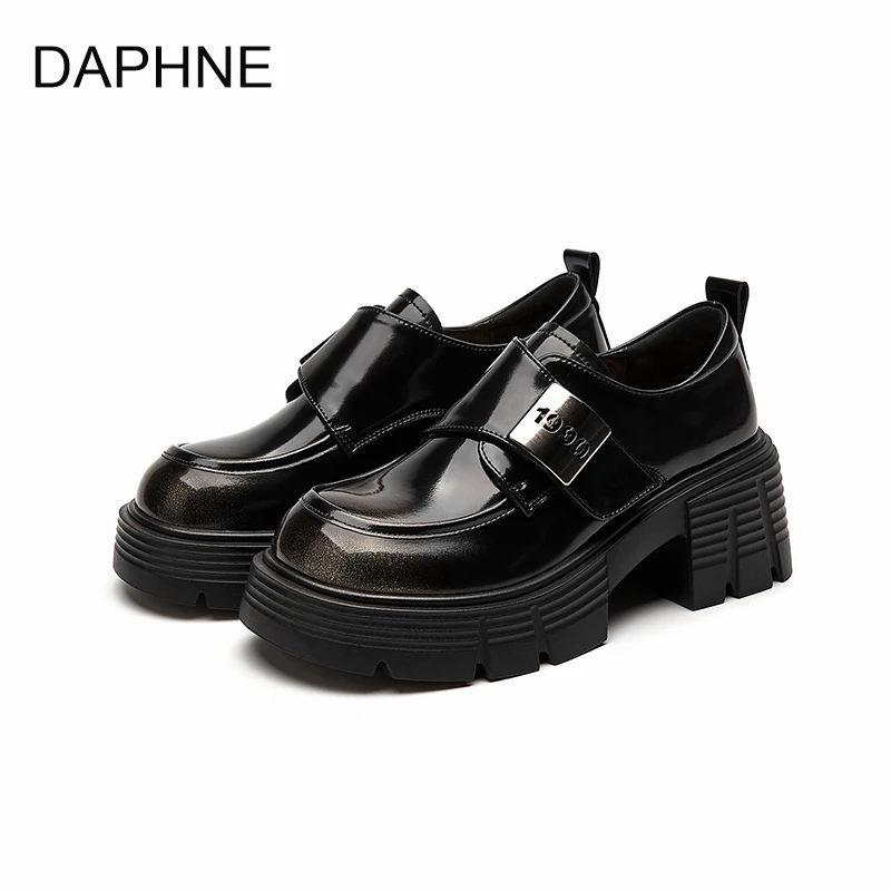 达芙妮厚底乐福鞋2025春季新款镜面擦色小皮鞋复古英伦风JK鞋女鞋