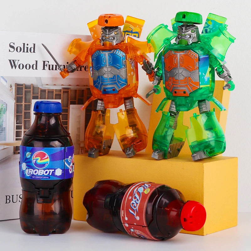 汽水机器人变形玩具带武器饮料变型瓶装可乐机甲金刚模型男孩礼物