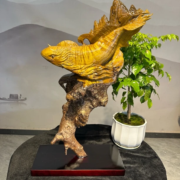 根雕摆件 鲲鹏摆件金丝楠木摆件