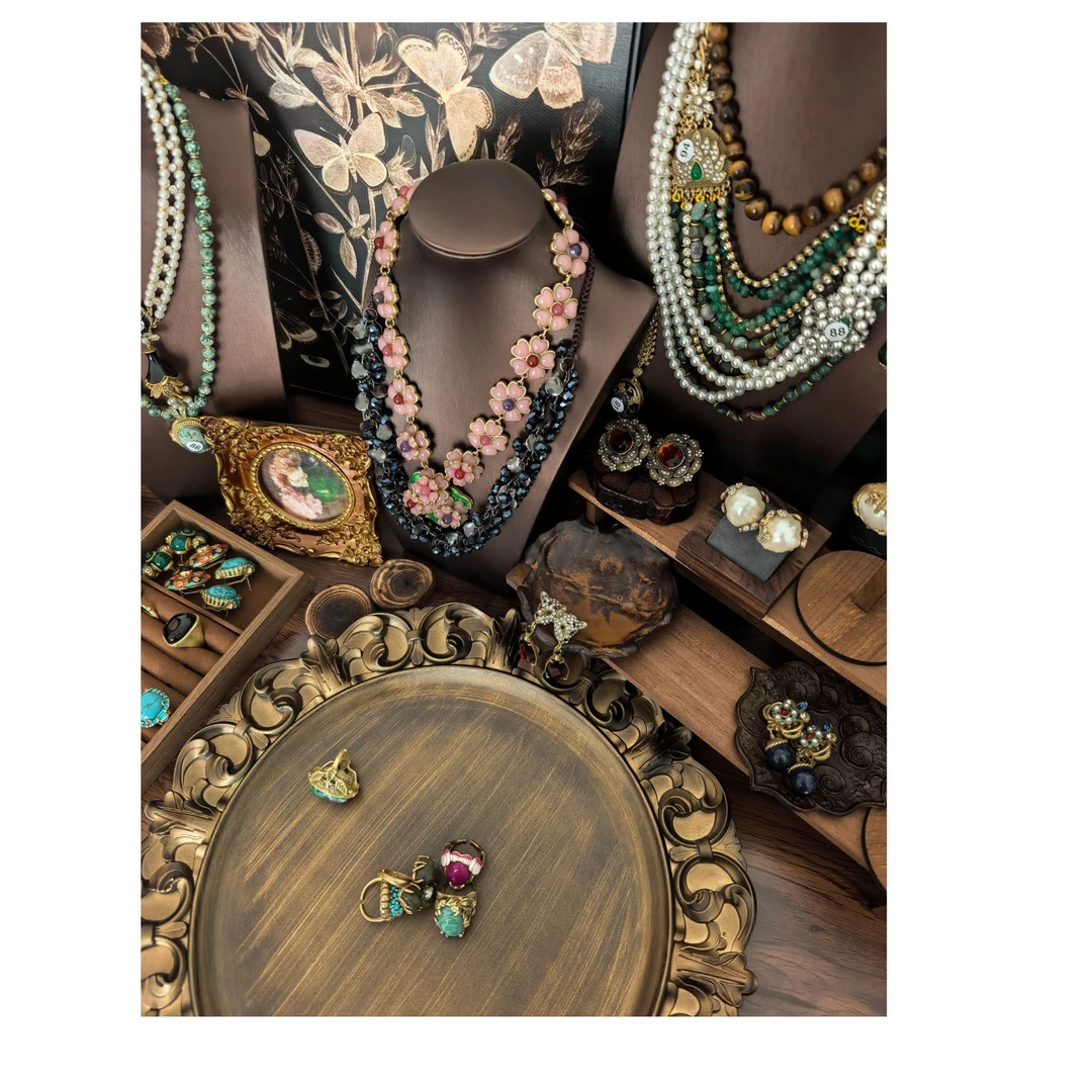 中古风复古设计感高级质感项链毛衣链耳饰