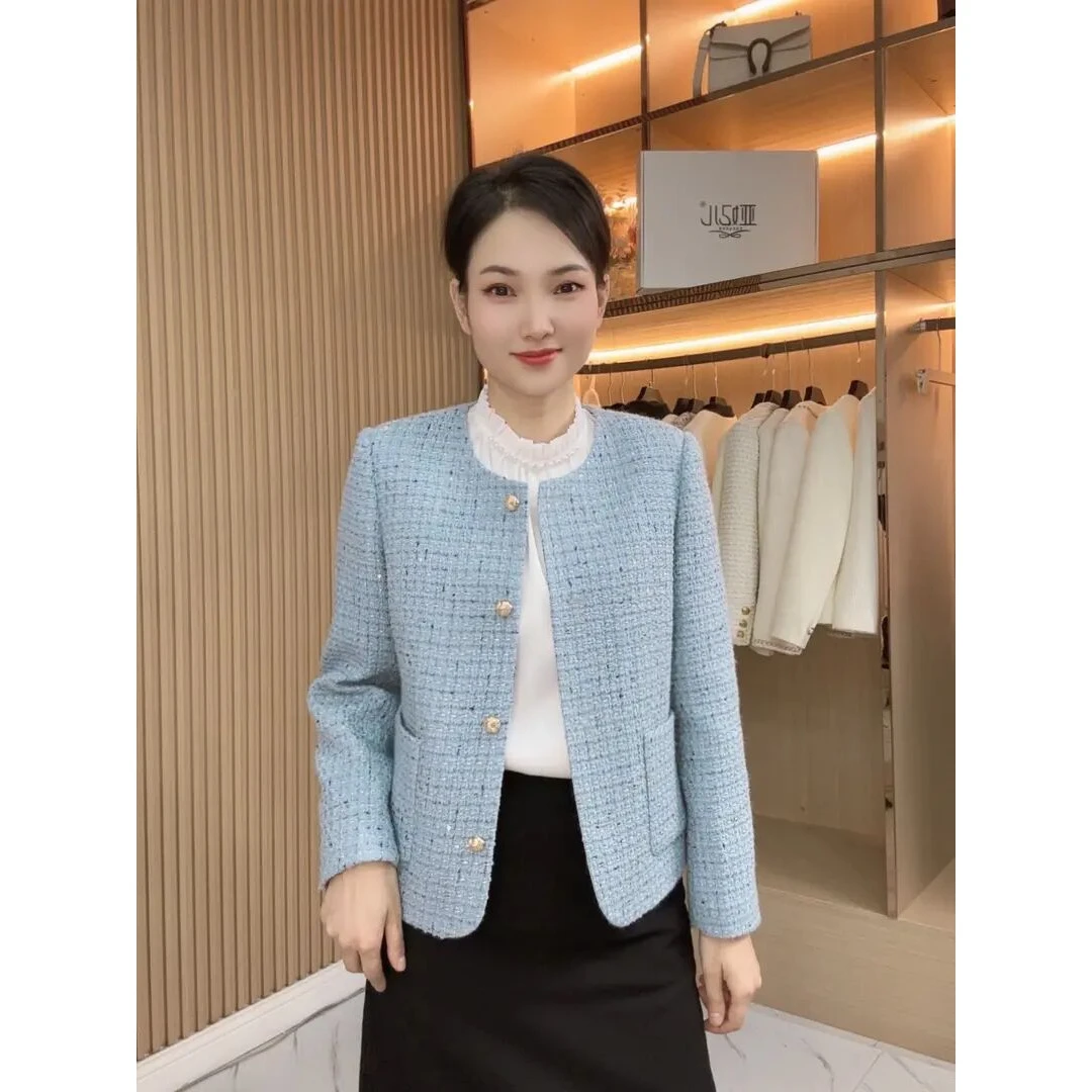 短外套香风外套小香风气质蓝色短款时尚编织秋冬春秋百搭春季洋气