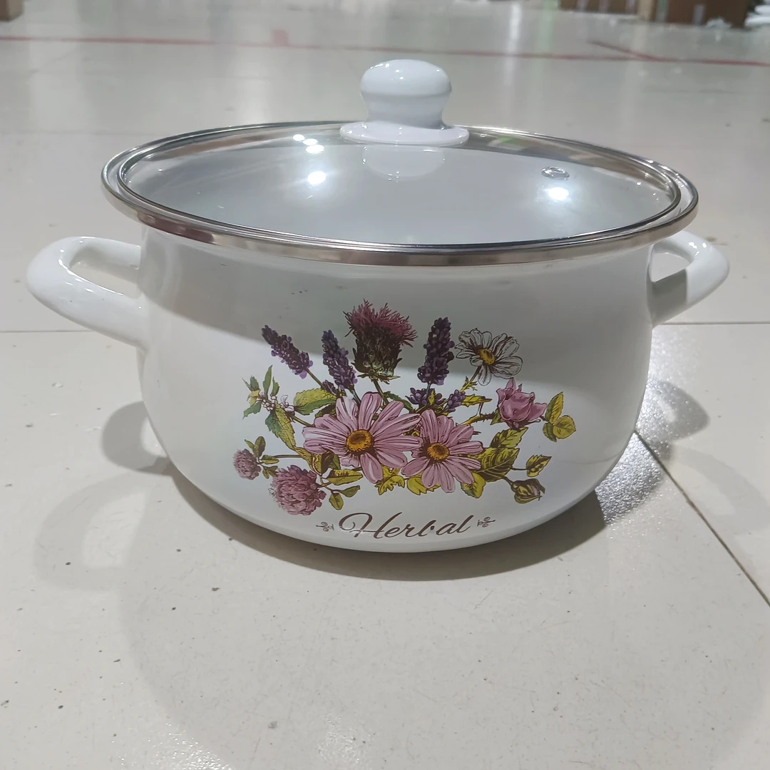 22口径搪瓷胖肚子锅瑕疵处理花色颜色随机发