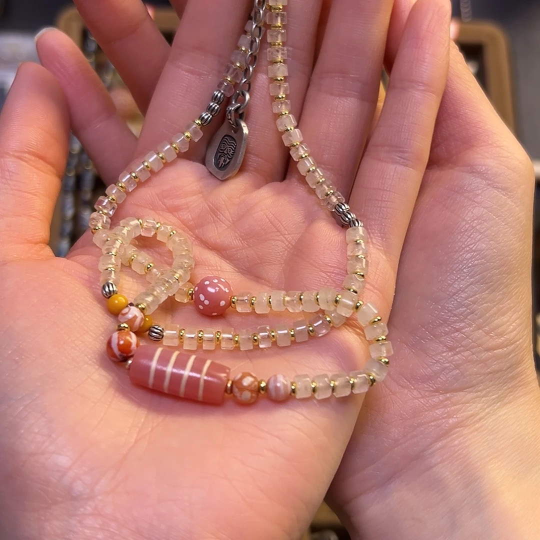 石英石纯铜锁骨链