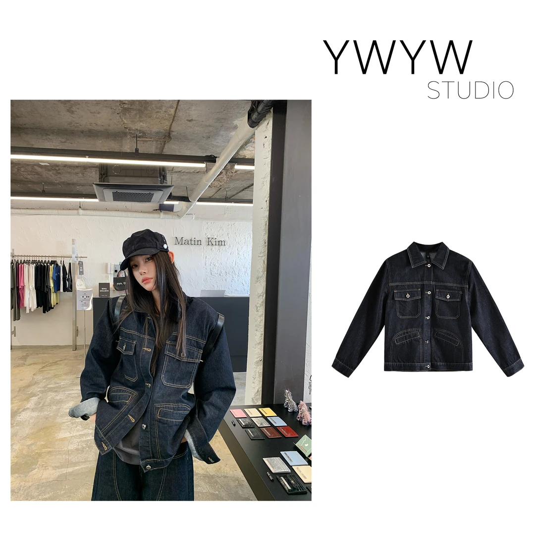 【YWYW25F/W】秋季复古水洗百搭深色系牛仔宽松外套5337