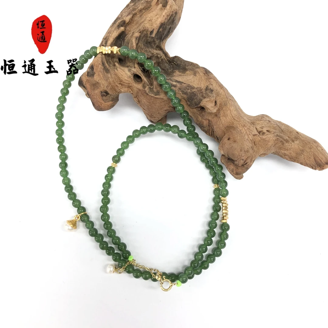 【恒通严选】和田玉碧玉约3-4mm精美时尚项链-6-450