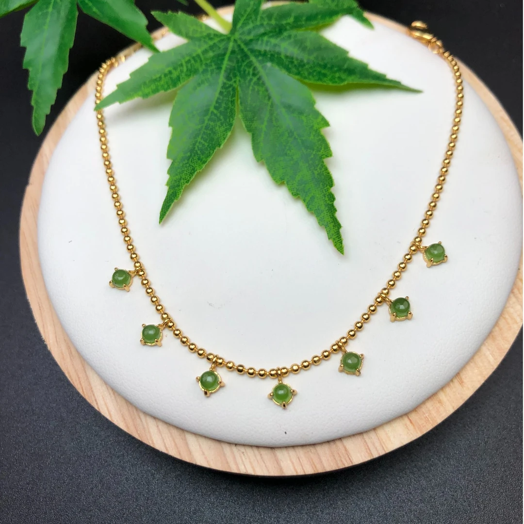 【琪禧珠宝】和田碧玉满天星精致百搭手链244721（多样性发货）