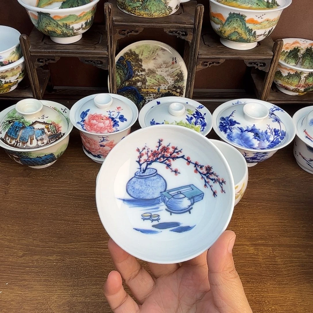 忠意堂釉下彩清供图微瑕不退